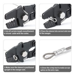 Wire Rope Crimping Tool Steel 2.2mm for Fishing Lines Crimping and Cutting