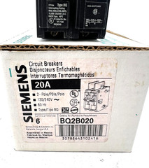 Siemens QB2B020 20 Amp 2 Pole Circuit Breaker Type QB 2P 20A — NEW (QTY 1)