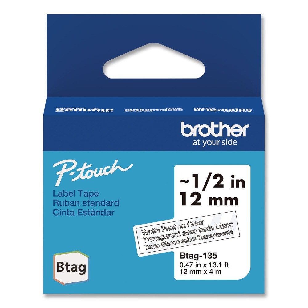 Brother P-Touch BTAG135 0.47 in. x 13.1 ft. P-Touch BTAG Label Tape WT on CL New