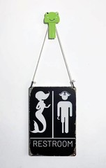 Nautical Restroom Sign – Pirate and Mermaid 12 inches x 8 inches, Vintage