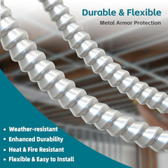 12/2 50FT MC Cable with Ground, 12 Gauge Wire Metal Clad Cable with Solid
