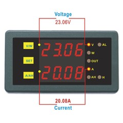 DC 0-200V 0-200A Programmable Meter Controller Volt Amp Power Ah Auto Shut Down