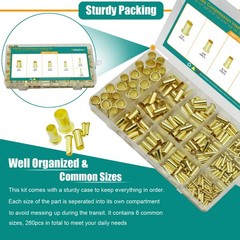 280PCS Brass Compression Insert，for Tube OD 1/8″ 3/16″ 1/4″ 5/16” 3/8″ 1/2″,…