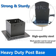 4 x 4 Post Anchor Post Base Black Powder-Coated Bracket for Deck Supports 4pcs