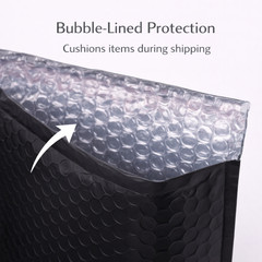 6.5×10 Matte Metallic Black Poly Bubble Mailers Padded Self Seal Shipping