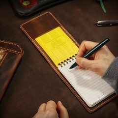 Genuine Leather 3×5 Top-Spiral Notebook Cover, Pocket Notepad Holder Compatib…