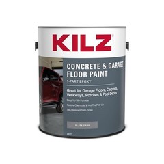 KILZ 1-Part Epoxy Acrylic Concrete & Garage Floor Paint, Slate Gray, Satin, I…
