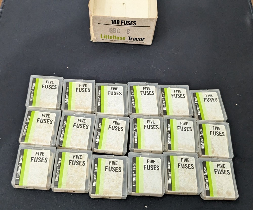 Littelfuse Tracor fuses GBC-8 Glass Fuses  18 Packs of 5  (90 Total fuses)