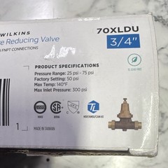 Zurn Wilkins 34-70XLDU 3/4 in Double Union Pressure Reducing Valve Brass 25-75