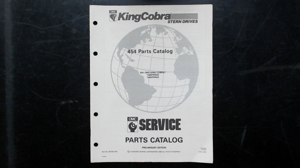 OMC King Cobra 454 Stern Drives Parts Catalog 987282 1990 Service
