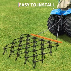ATV Tractor Drag Harrow 4×4 ft & 5×4.5 ft, 3/8″ & 1/2″ Teeth, Tow-Behind Grading