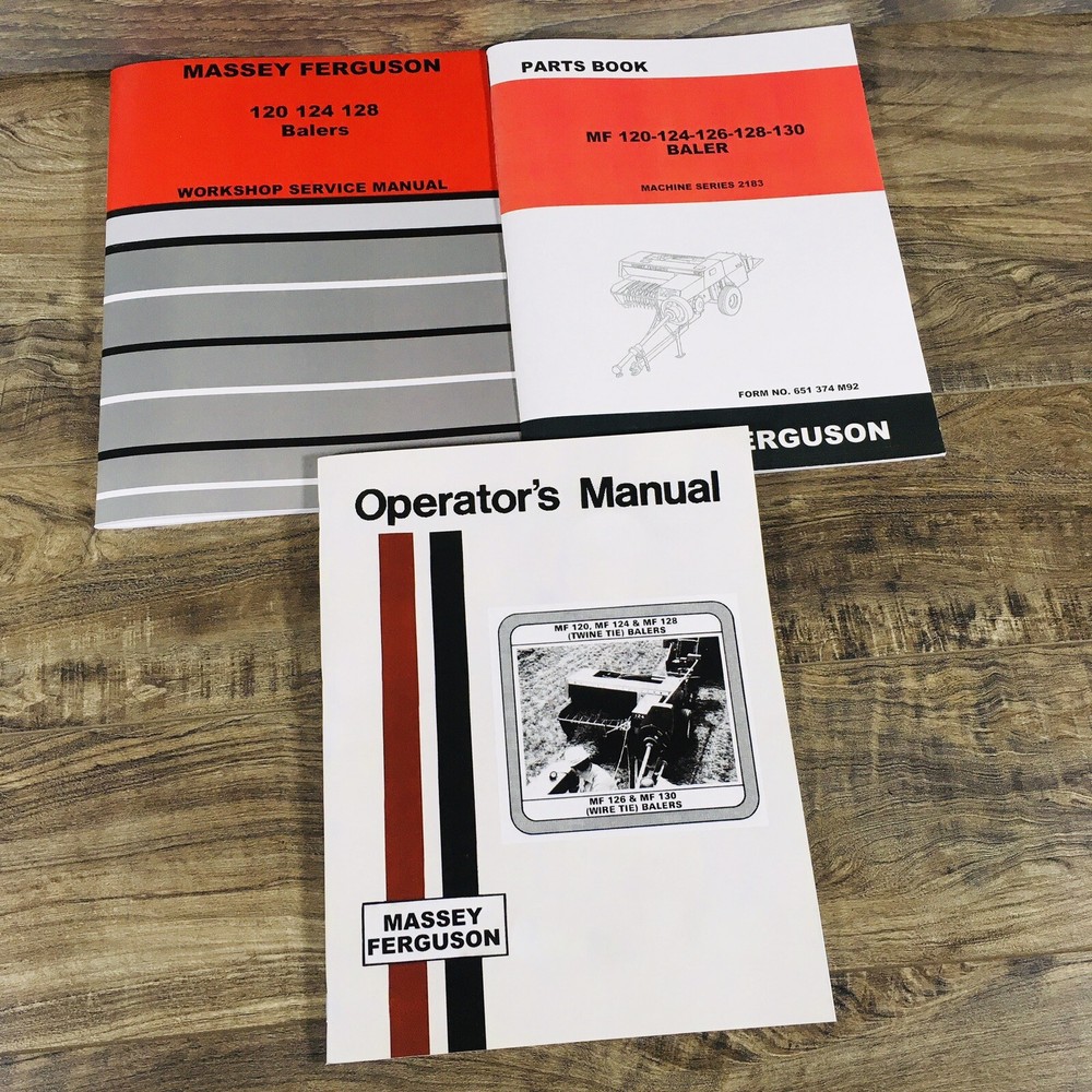 Massey Ferguson 120 124 128 Baler Service Parts Operators Manual Repair Shop Set