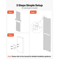 Uimoso Set of 3 Wall Grid Panels 2×6 ft Wire Display Racks in Black Finish