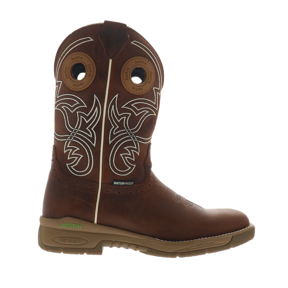 Justin Boots Nitread Waterproof CR3200 Mens Brown Leather Work & Safety Boots 13