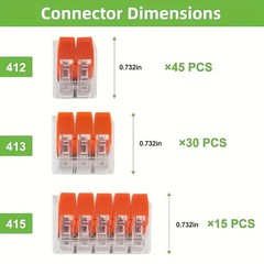 90 Pack Connectors Reusable Wire Clamp Terminal Blocks Compact Wire Connector*/+