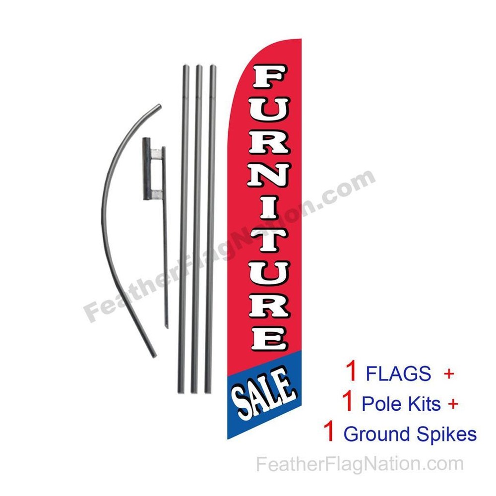 Red Blue Furniture Sale 15′ Feather Banner Swooper Flag Kit with pole+spike