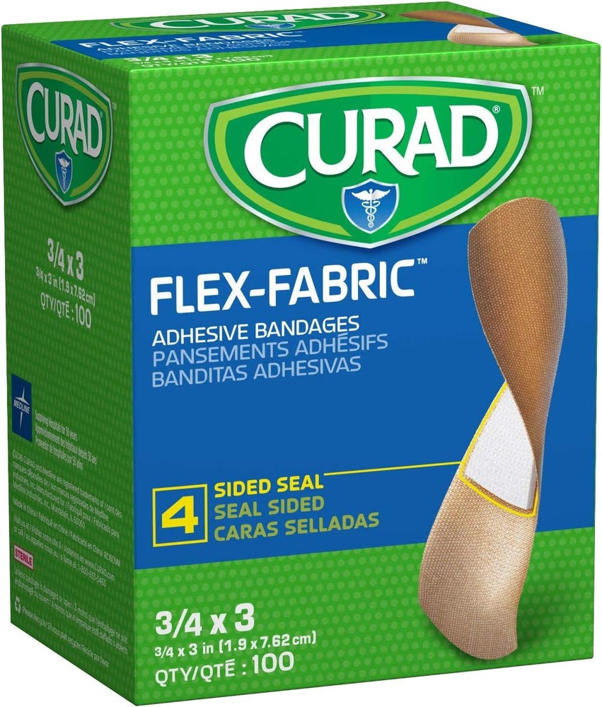 CURAD Flex Fabric Adhesive Bandages, Bandage Size is 100 Count (Pack of 1)