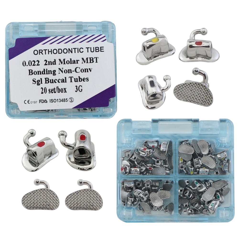 80pcs Tubos de ortodoncia Orthodontic Buccal Tubes MBT 022 2nd Molar Tube 3G