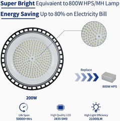 6 Pack 200W UFO LED High Bay Light – 21000 Lumens for Indoor/Outdoor Use
