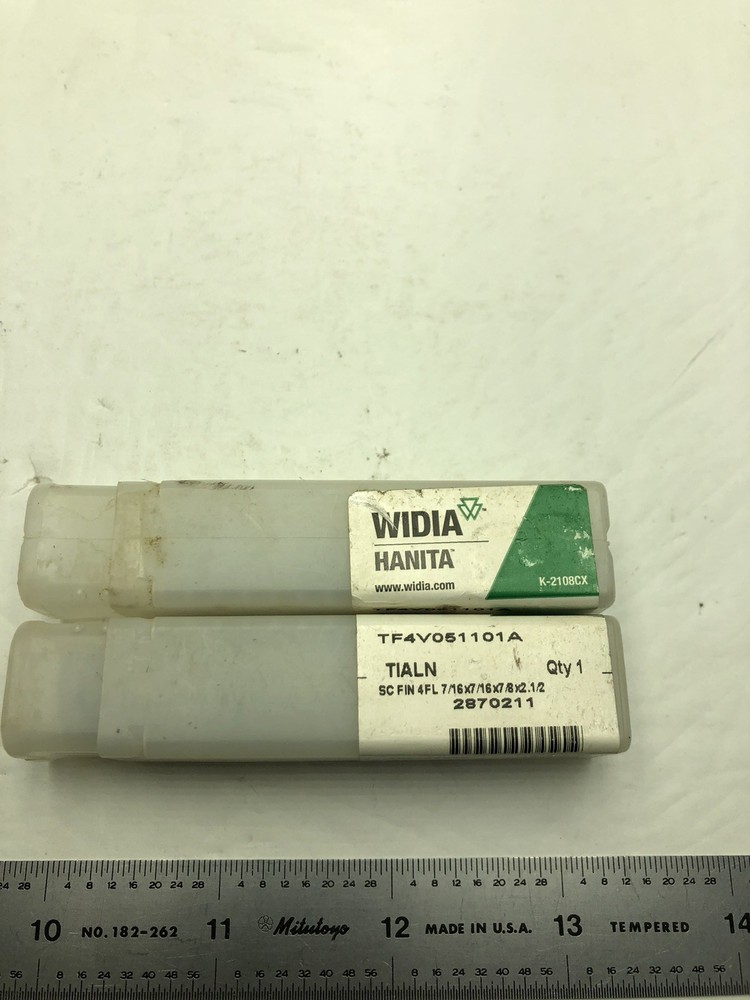 Lot Of 2 Hanita 7/16″ Diam, 7/8″ Length of Cut 4 Flute Solid Carbide TF4V051101A