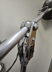 Large 9′ Antique Industrial Surgical Light Chrome & Gray In Original Condition