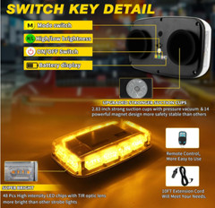 Rechargeable Amber Emergency Roof Top Strobe Light Wireless Hazard Traffic Light