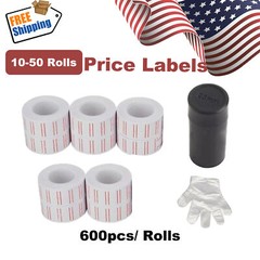 10-50 Rolls 6000pcs Up White Price Gun Labels for Mx-5500 + Free Refill Ink Roll