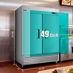 Double-door commercial 54-inch Freezer,49 Cu. ft Energy-Efficient, Low noise