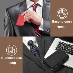 Business Card Holder PU Leather Business Card Case with Magnetic Dark Brown