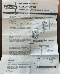 Dayton Warm Air Fan Control 2E148 -120v-240v 60Hz