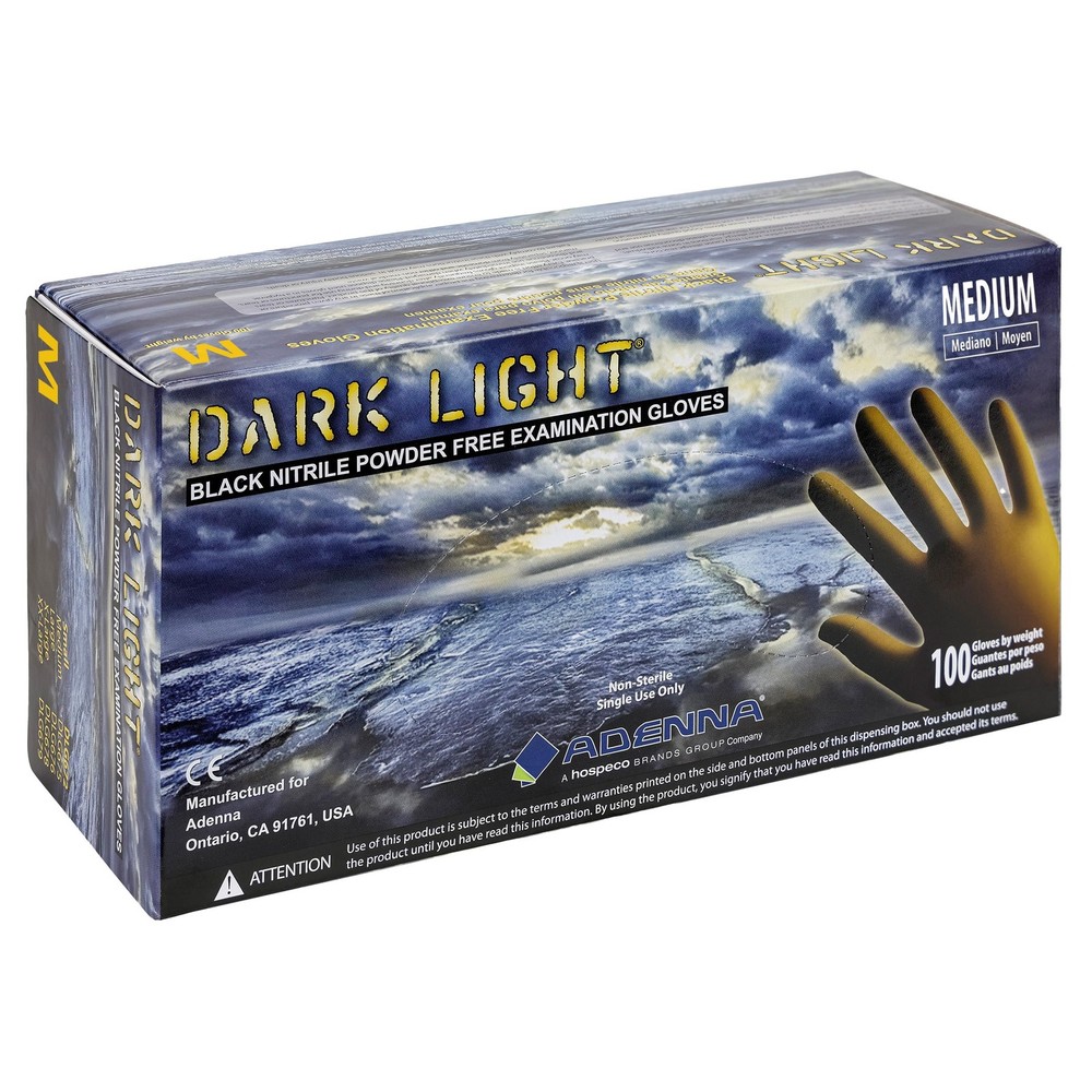 Adenna DLG675 Dark Light 9 mil Nitrile Powder Free Exam Gloves Black, Medium …