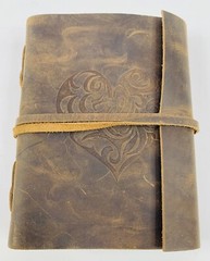 Rustic Town Handmade Genuine Leather Journal w/ Heart Monogram Personalized