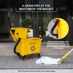 Commercial Mop Bucket with Wringer Set – Mop & Spare Head