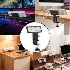 Black Adjustable Desk Edge Clamp Mount Power Strip Holder Bracket Stand Support