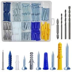 (274 pcs) Plastic Drywall Wall Anchors Kit with Screws， Concrete Screw kit Wa…