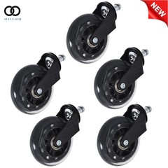 Heavy Duty Office Chair Caster Rubber Swivel Wheels Replacement Set of 5 3 inch