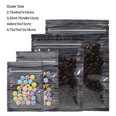 Multi-Sizes Black Glossy Flat Clear Front Foil Reusable Zip Lock Pouch Bag M3