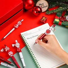 Fuutreo 12 Set 126 Pcs Christmas Beadable Pens Kit Silicone Plastic Wooden Be…