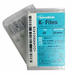 Kerr Sybron Endo Dental 21mm Stainless Steel K-files 6-file per box all size