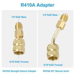 R410A Adapter for Mini Split System, 5/16″ SAE Female to 1/4″ SAE Male Flare