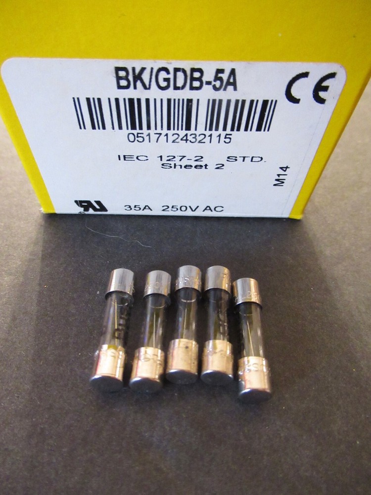 Five (5) BUSSMANN GDB-5A GDB 5A BUSS FUSE 35amp 250 volt NEW