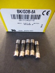 Five (5) BUSSMANN GDB-5A GDB 5A BUSS FUSE 35amp 250 volt NEW