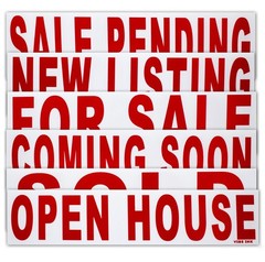 6 Pack Real Estate Rider Signs 6×24″ – For Sale, Open House, Sold, New Listing –