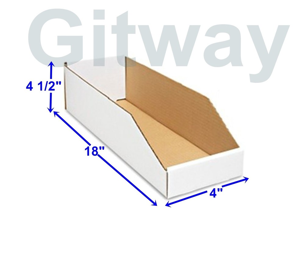 50- 4″ x 18″ x 4 1/2″ Corrugated Cardboard Open Top Storage Parts Bin Bins Boxes