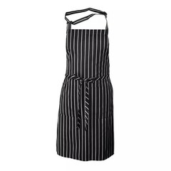 1Pc Adjustable Chef Apron with Two Pockets Striped Kitchen Bib for Men and Women