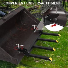 2500LBS 42″ Clamp on Heavy Debris Fork for Tractor Skid Steer Buckets Steel