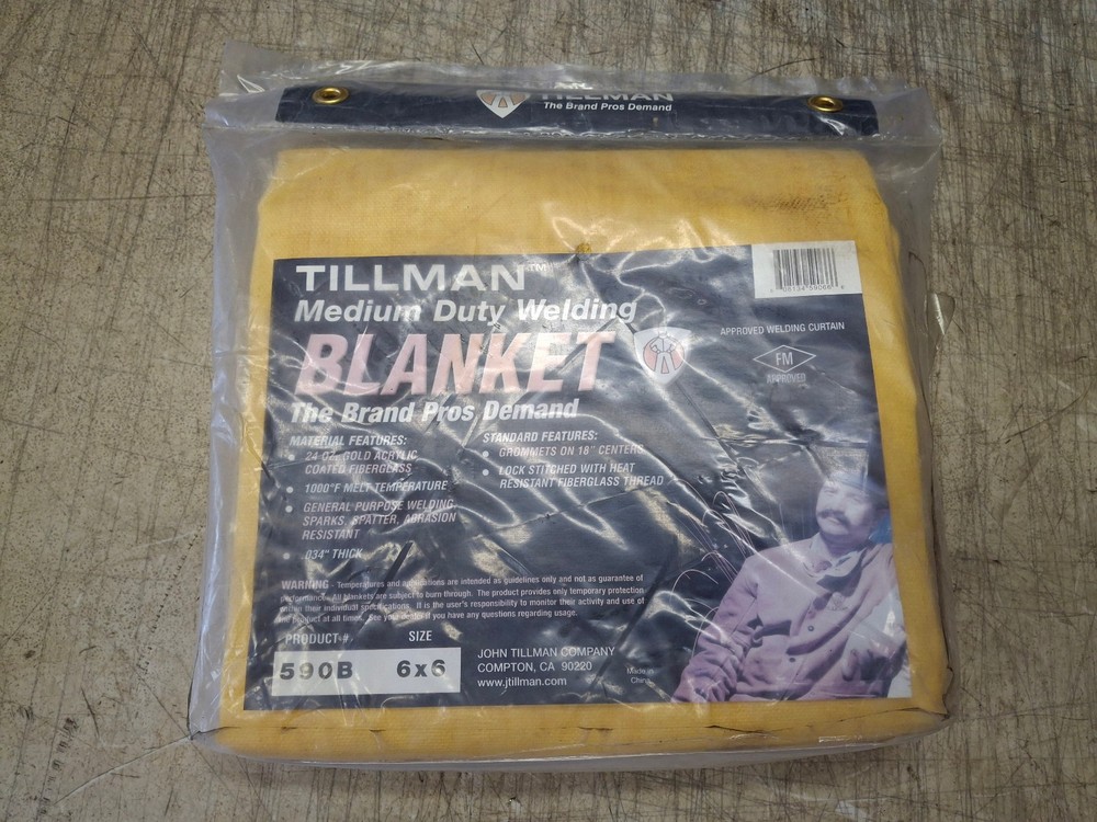 Tillman 590B66 Welding Blanket, Acrylic Coated Fiberglass, 24 Oz/Sq Yd., 6 Ft X
