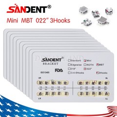 10kits SANDENT Dental Brackets Braces Orthodontic Mini MBT0.022″ Hooks 3-