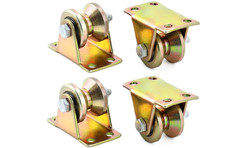 1.2” V Groove Rigid Caster Wheels 4 Pack 440lb Sliding Gate Roller Bracket Heavy