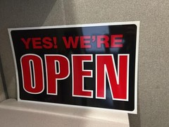 Doubled Sided “YES WE’RE OPEN/CLOSED PLEASE CALL AGAIN” 14 x 22 sign